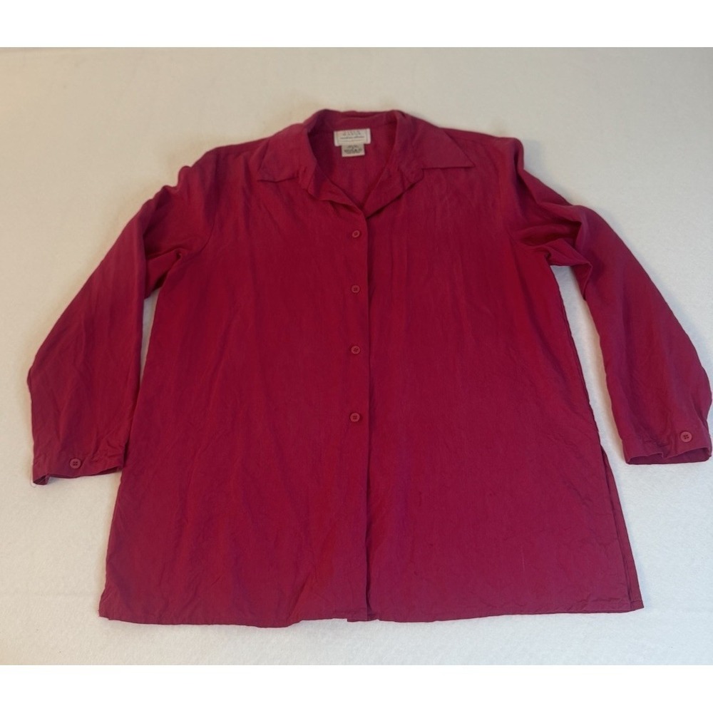 Vintage Field Manor 100% Silk Button Down In Hot Pink Size Small